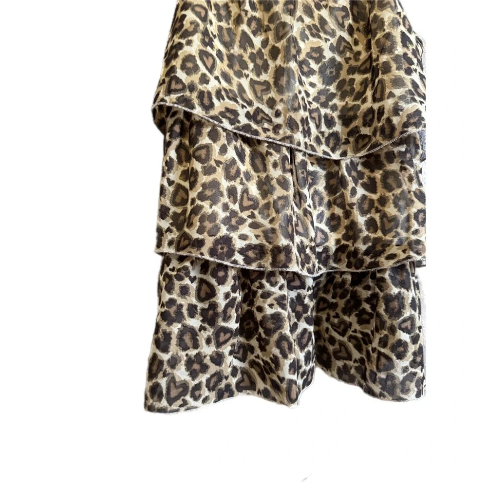 The Childrens Place Tiered‎ Cami Kids XL 14 Brown Leopard Print Excellent Ruffle